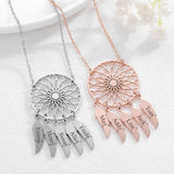 Bohemian Feather Pendant Name Necklace for Women - Family Members Mother's Gift