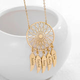 Bohemian Feather Pendant Name Necklace for Women - Family Members Mother's Gift