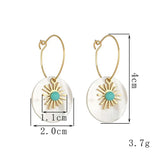 Stainless Steel Sunflower Shell Hoop Earrings