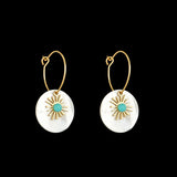 Stainless Steel Sunflower Shell Hoop Earrings