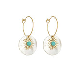 Stainless Steel Sunflower Shell Hoop Earrings