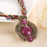 Boho Beaded Vintage Turquoise Rhinestone Necklace
