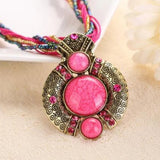 Boho Beaded Vintage Turquoise Rhinestone Necklace