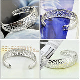 Bohemian Silver Bangle-925 Silver Open Bracelet-Adjustable Pattern Bangle