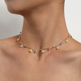 Bohemian Crystal Flower Tassel Pendant Choker Necklace