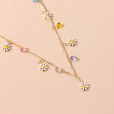 Bohemian Crystal Flower Tassel Pendant Choker Necklace
