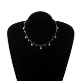 Bohemian Crystal Flower Tassel Pendant Choker Necklace