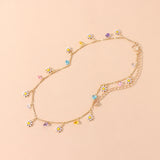 Bohemian Crystal Flower Tassel Pendant Choker Necklace