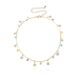Bohemian Crystal Flower Tassel Pendant Choker Necklace