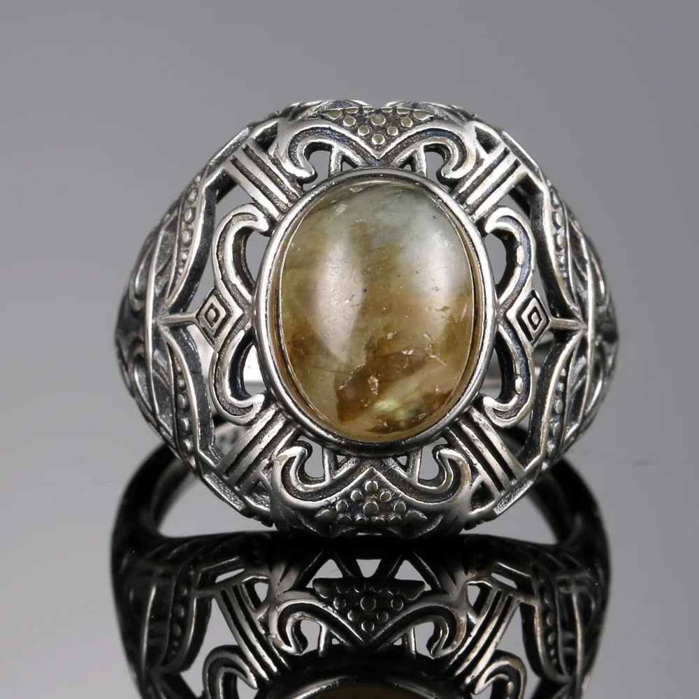 Charoite Silver Ring for Women Vintage Wedding Bands