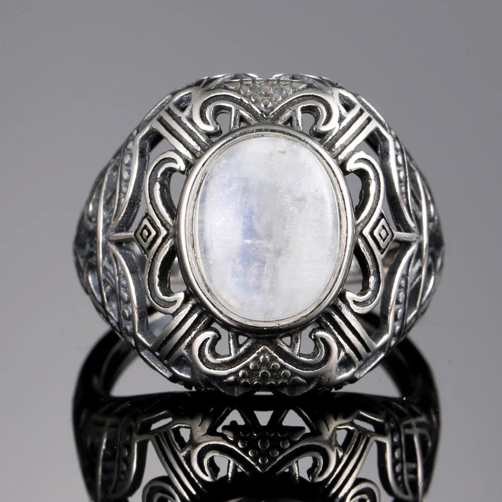Charoite Silver Ring for Women Vintage Wedding Bands