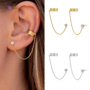 Boho 925 Silver Ear Chain Earrings