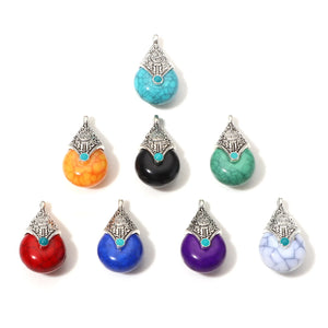 Bohemian Style Charms Antique Silver Multicolor Drop Pendants