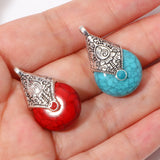 Bohemian Style Charms Antique Silver Multicolor Drop Pendants