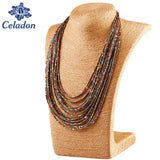 Colorful 20-Layer Woven Beaded Necklace Statement Necklace