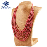 Colorful 20-Layer Woven Beaded Necklace Statement Necklace