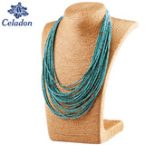 Colorful 20-Layer Woven Beaded Necklace Statement Necklace