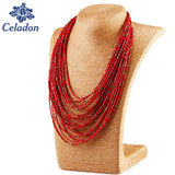 Colorful 20-Layer Woven Beaded Necklace Statement Necklace