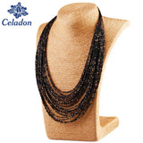Colorful 20-Layer Woven Beaded Necklace Statement Necklace