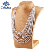 Colorful 20-Layer Woven Beaded Necklace Statement Necklace