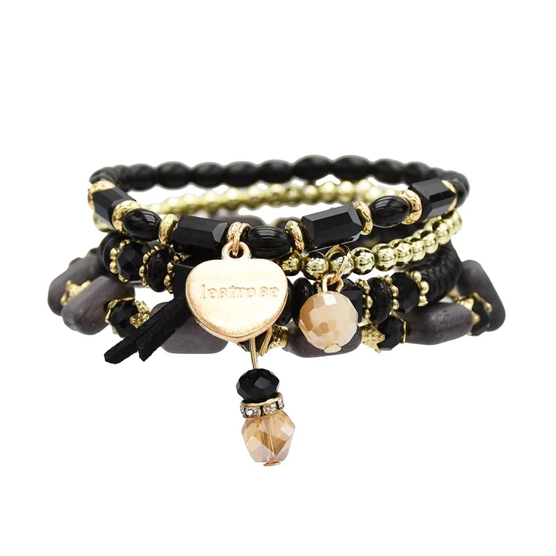 Bohemian Crystal Bead Bracelet Multi-Color Folding Ethnic Party Jewelry