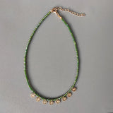 Boho Style Crystal Beaded Pendant Choker Necklace