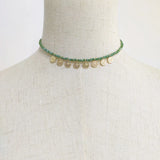 Boho Style Crystal Beaded Pendant Choker Necklace