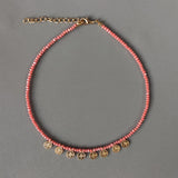 Boho Style Crystal Beaded Pendant Choker Necklace