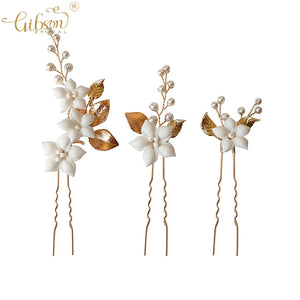 Bohemian Style Hair Pin Ceramic Flower Headpiece