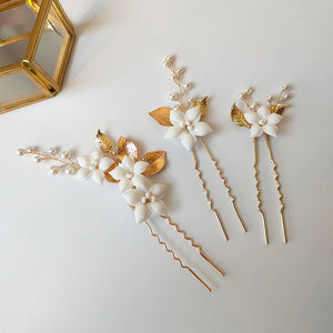Bohemian Style Hair Pin Ceramic Flower Headpiece