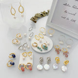 Bohemian Style Stone Beads Earrings Freshwater Pearl Jewelry