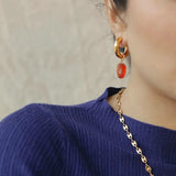Bohemian Style Stone Beads Earrings Freshwater Pearl Jewelry