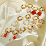 Bohemian Style Stone Beads Earrings Freshwater Pearl Jewelry