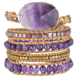 Amethyst Braided Bracelet Reiki Healing Crystal Stone Bead Wrap