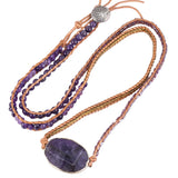 Amethyst Braided Bracelet Reiki Healing Crystal Stone Bead Wrap