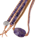 Amethyst Braided Bracelet Reiki Healing Crystal Stone Bead Wrap