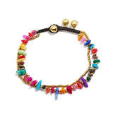 Bohemian Style Natural Gravel Anklet Hand-woven Double-layer Beach Foot Jewelry