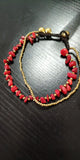 Bohemian Style Natural Gravel Anklet Hand-woven Double-layer Beach Foot Jewelry