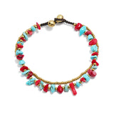Bohemian Style Natural Gravel Anklet Hand-woven Double-layer Beach Foot Jewelry