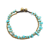 Bohemian Style Natural Gravel Anklet Hand-woven Double-layer Beach Foot Jewelry