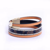 Boho Style Rhinestone Leather Bracelet Multi-layer Retro National
