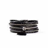 Boho Style Rhinestone Leather Bracelet Multi-layer Retro National