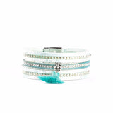 Boho Style Rhinestone Leather Bracelet Multi-layer Retro National