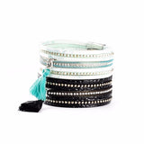 Boho Style Rhinestone Leather Bracelet Multi-layer Retro National