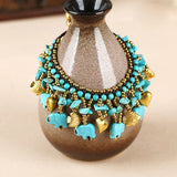 Bohemian Style Turquoise Copper Elephant Bracelet Hand Chain