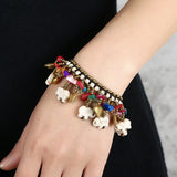 Bohemian Style Turquoise Copper Elephant Bracelet Hand Chain