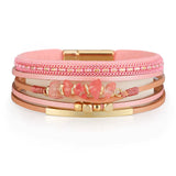 Boho Summer Leather Bracelet with Stone Beads