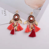Bohemian Tassel Clip Earrings No Piercing Acrylic Beads Jewelry