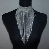 Bohemian Tassel Necklace Rhinestone Crystal Choker Women Party Jewelry