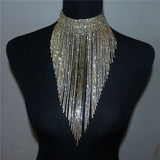 Bohemian Tassel Necklace Rhinestone Crystal Choker Women Party Jewelry